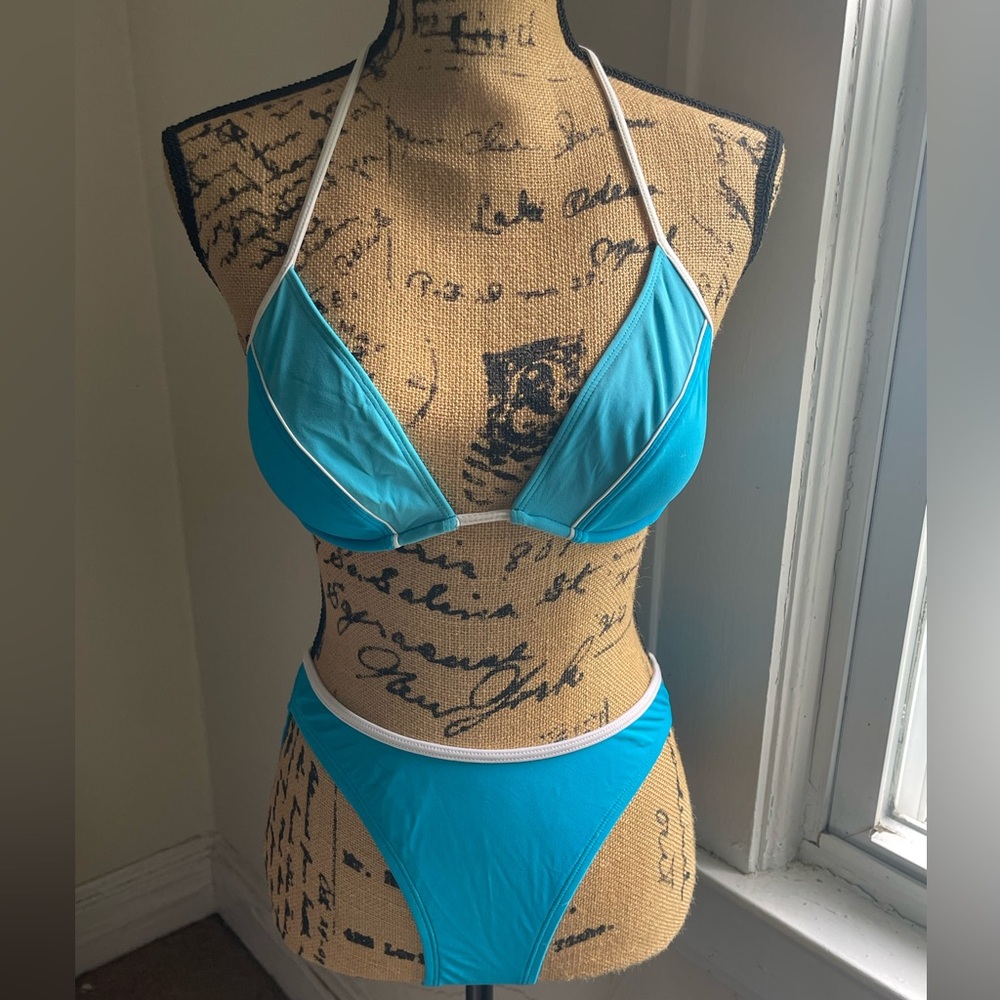 GUC VS Two-Toned Blue String Bikini with White Trim/Straps